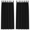 Firany blackout z kółkami 2 pcs Czarny 245 x 140 cm Poliester