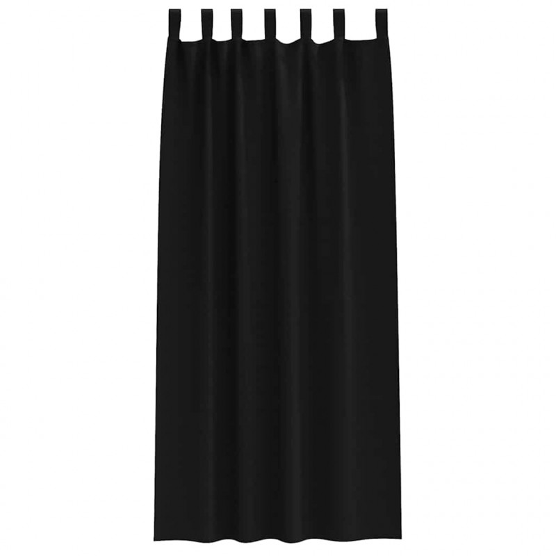 Firany blackout z kółkami 2 pcs Czarny 245 x 140 cm Poliester