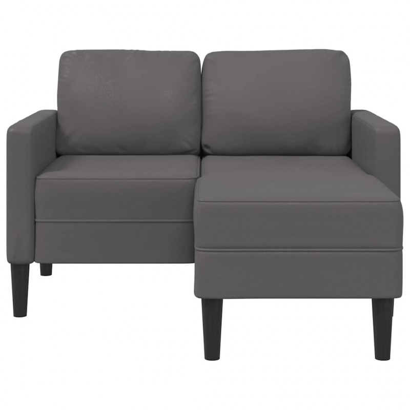 Sofa 2-osobowa z szezlongiem w kształcie litery L Szara 125 cm