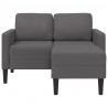 Sofa 2-osobowa z szezlongiem w kształcie litery L Szara 125 cm