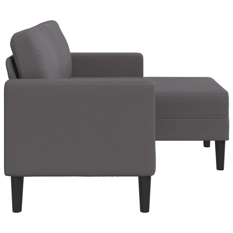 Sofa 2-osobowa z szezlongiem w kształcie litery L Szara 125 cm