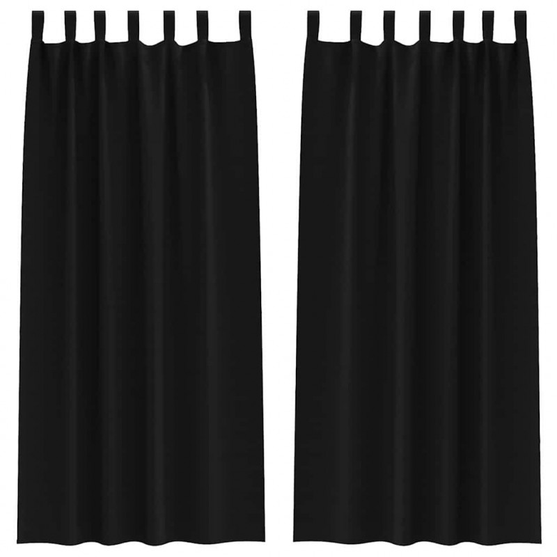 Firany blackout z kółkami 2 pcs Czarny 260 x 140 cm Poliester