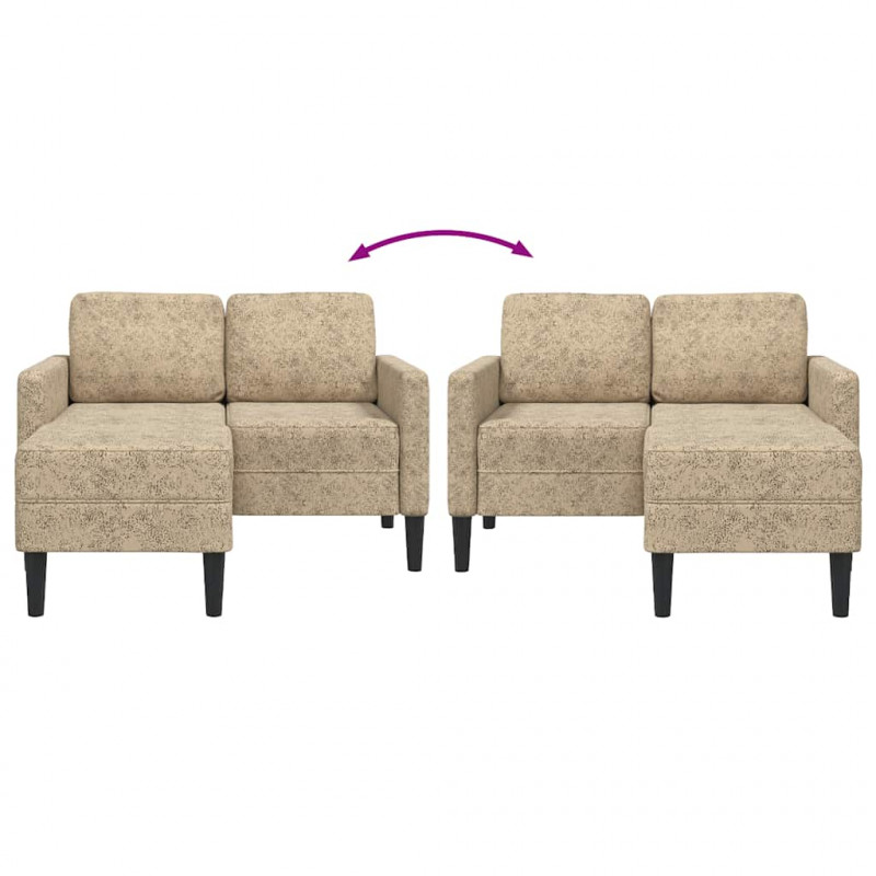 Sofa 2-osobowa z szezlongiem w kształcie litery L, jasnoszara