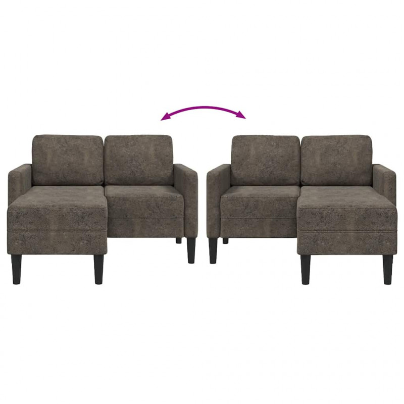 Sofa 2-osobowa z szezlongiem w kształcie litery L Ciemnoszara