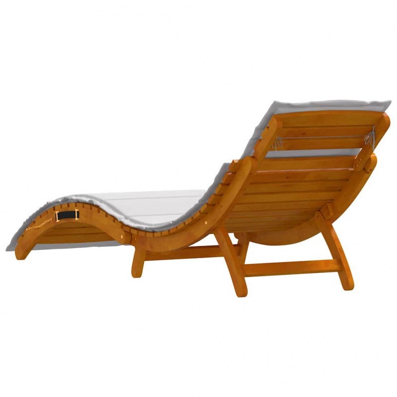 Leżak z poduszką Jasnoszary 55 x 184 x 64cm Lite Drewno Akacji