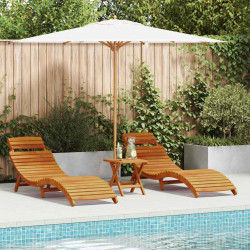 Leżak 2 pcs Brązowy 55 x 184 x 64cm Lite Drewno Akacji