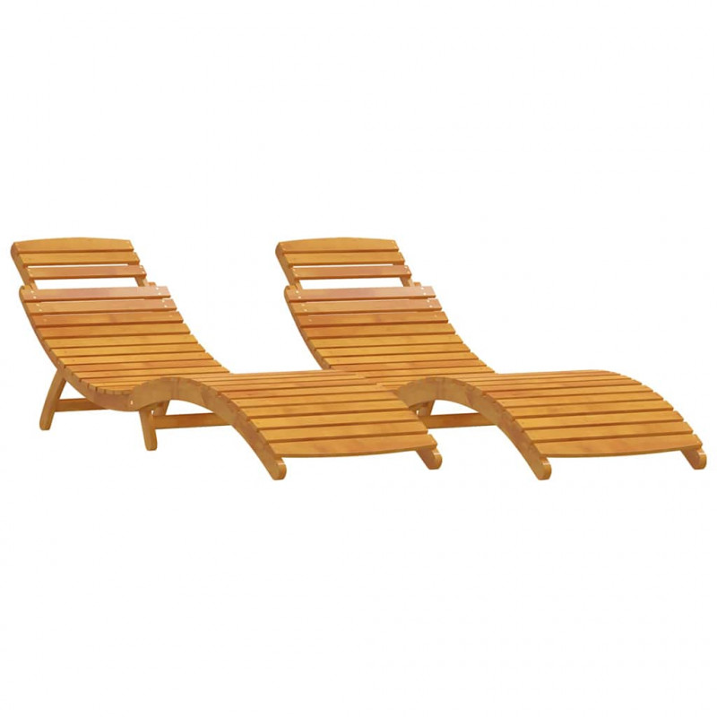Leżak 2 pcs Brązowy 55 x 184 x 64cm Lite Drewno Akacji