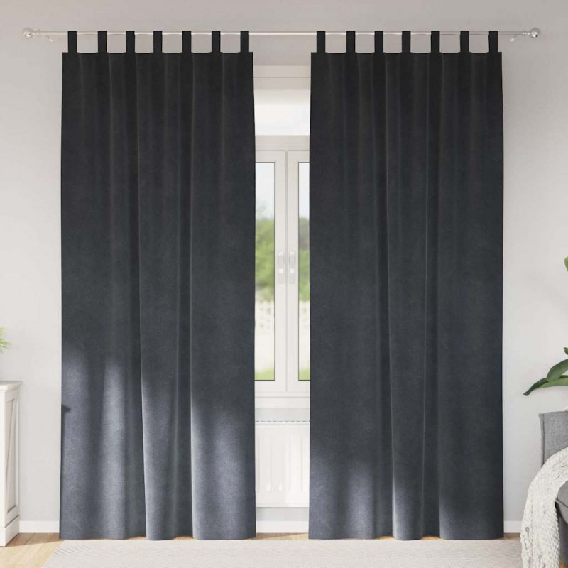 Zasłony zaciemniające 2 pcs Jasnoszary 140 x 225 cm Aksamit