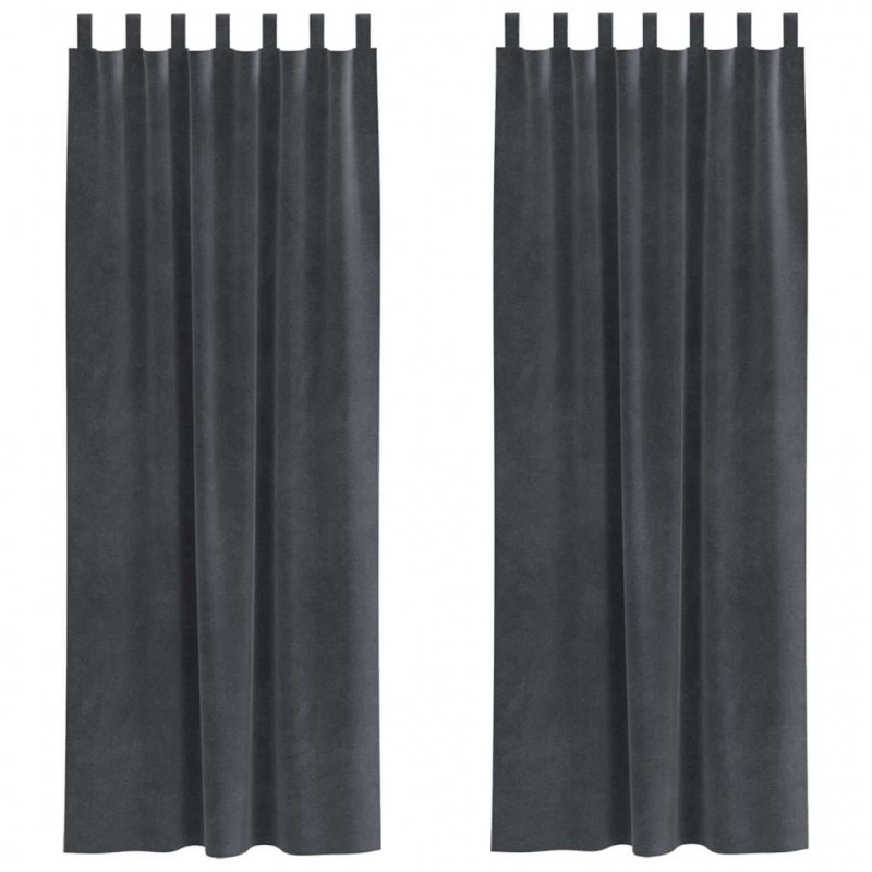 Zasłony zaciemniające 2 pcs Jasnoszary 140 x 225 cm Aksamit