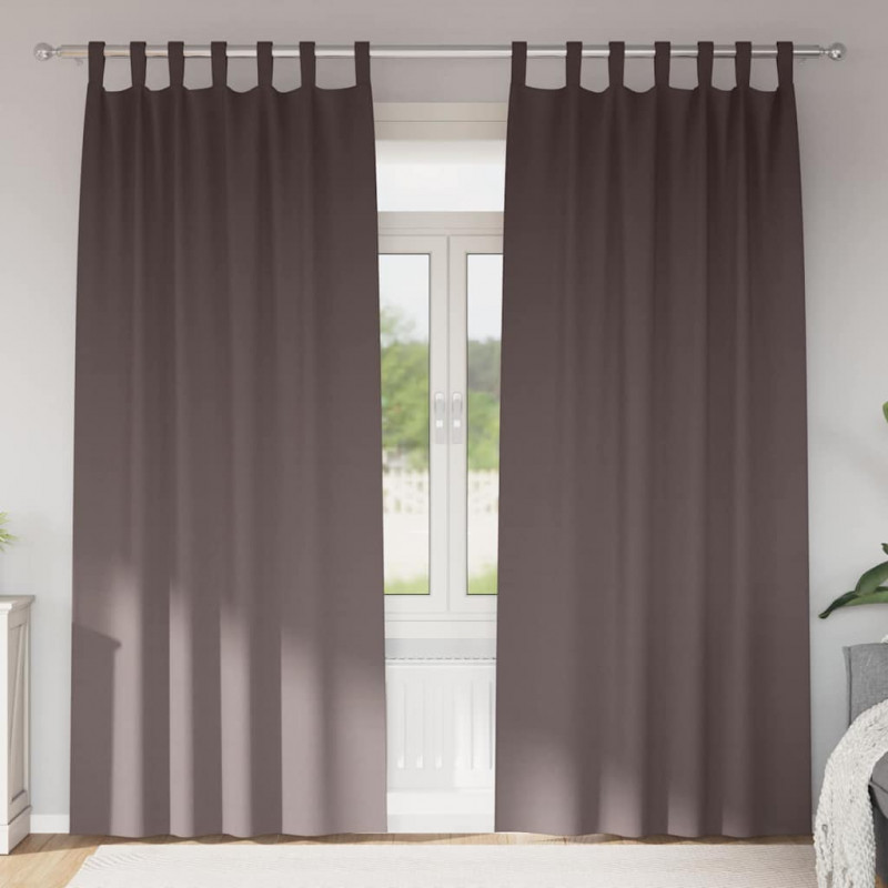 Firany blackout z kółkami 2 pcs Ciemny brąz 225 x 140 cm