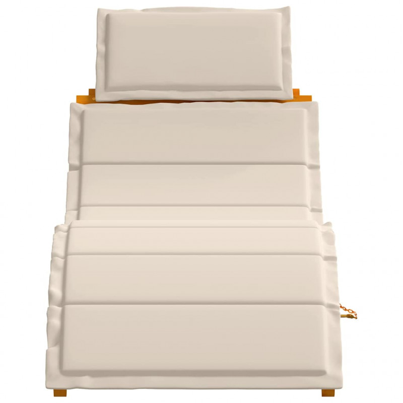 Leżak z poduszką 2 pcs Kremowa biel Lite Drewno Akacji