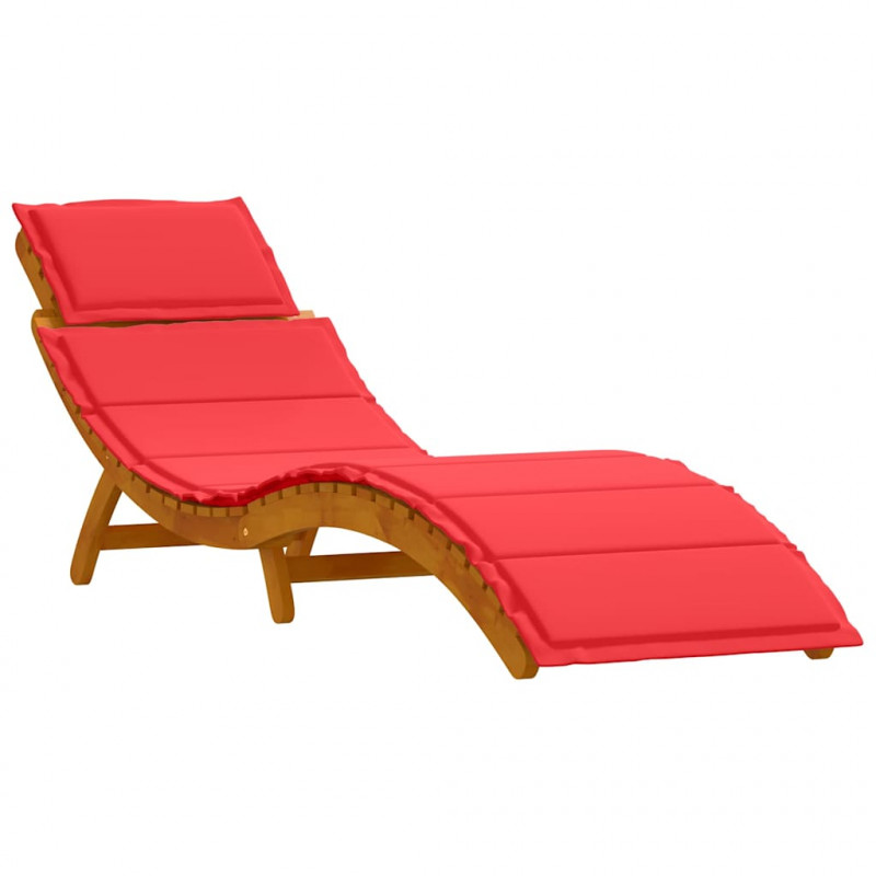 Leżak z poduszką 2 pcs Czerwony Lite Drewno Akacji