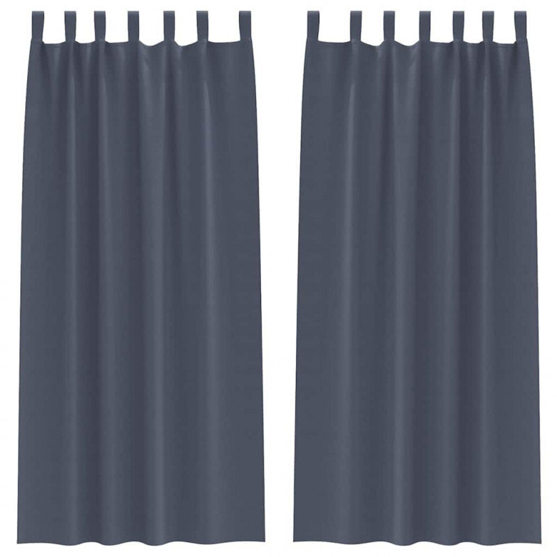 Firany blackout z kółkami 2 pcs Antracyt 260 x 140 cm Poliester