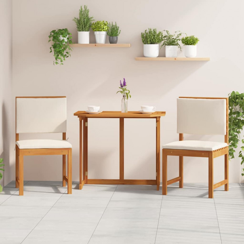 Krzesło Ogrodowe z poduszką 2 pcs Brązowy Lite drewno akacjowe