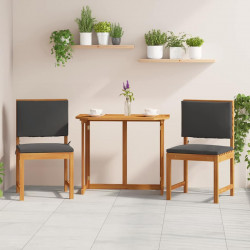 Krzesło Ogrodowe z poduszką 2 pcs Brązowy Lite drewno akacjowe