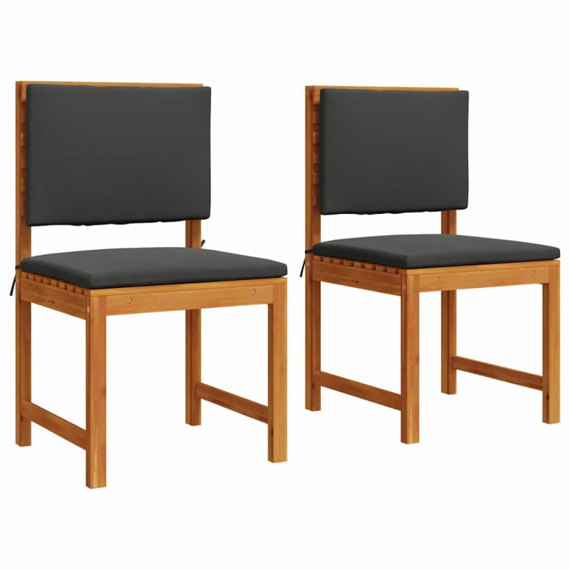Krzesło Ogrodowe z poduszką 2 pcs Brązowy Lite drewno akacjowe