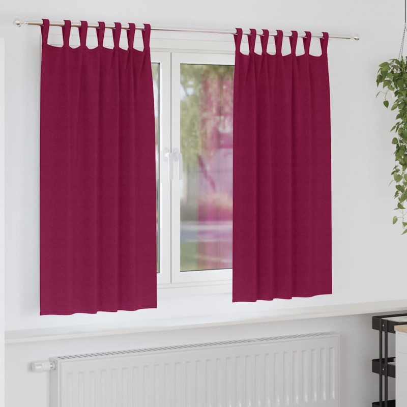 Firany blackout z kółkami 2 pcs Czerwone wino 175 x 140 cm