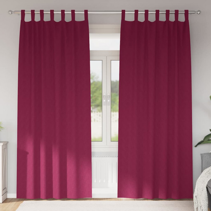 Firany blackout z kółkami 2 pcs Czerwone wino 245 x 140 cm