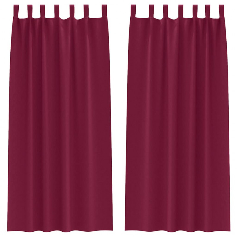 Firany blackout z kółkami 2 pcs Czerwone wino 260 x 140 cm