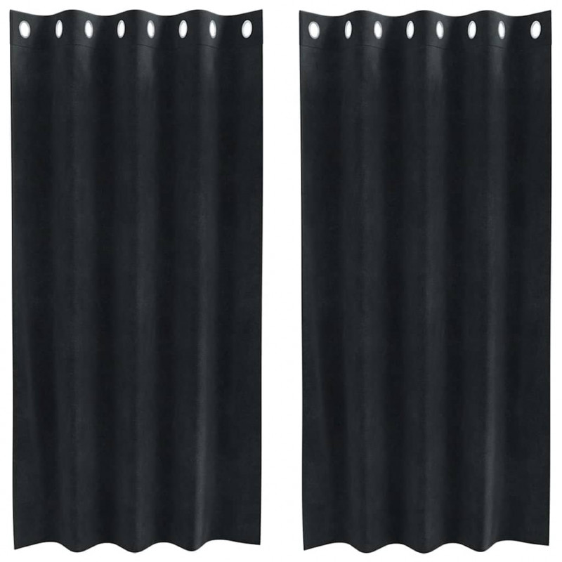Zasłony zaciemniające 2 pcs Czarny 140 x 175 cm Aksamit