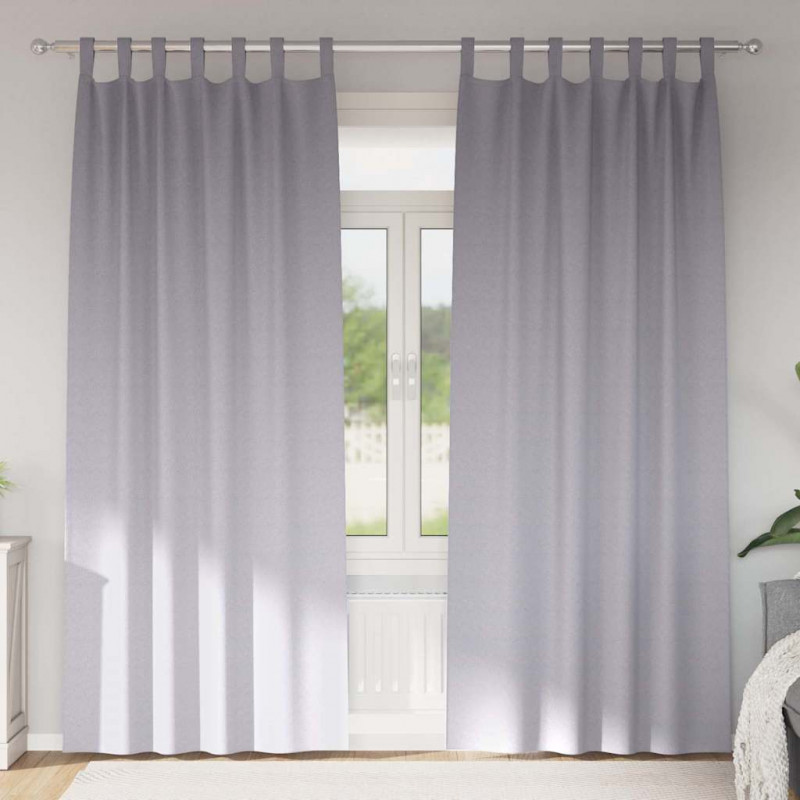 Firany blackout z kółkami 2 pcs Metaliczny Szary 245 x 140 cm