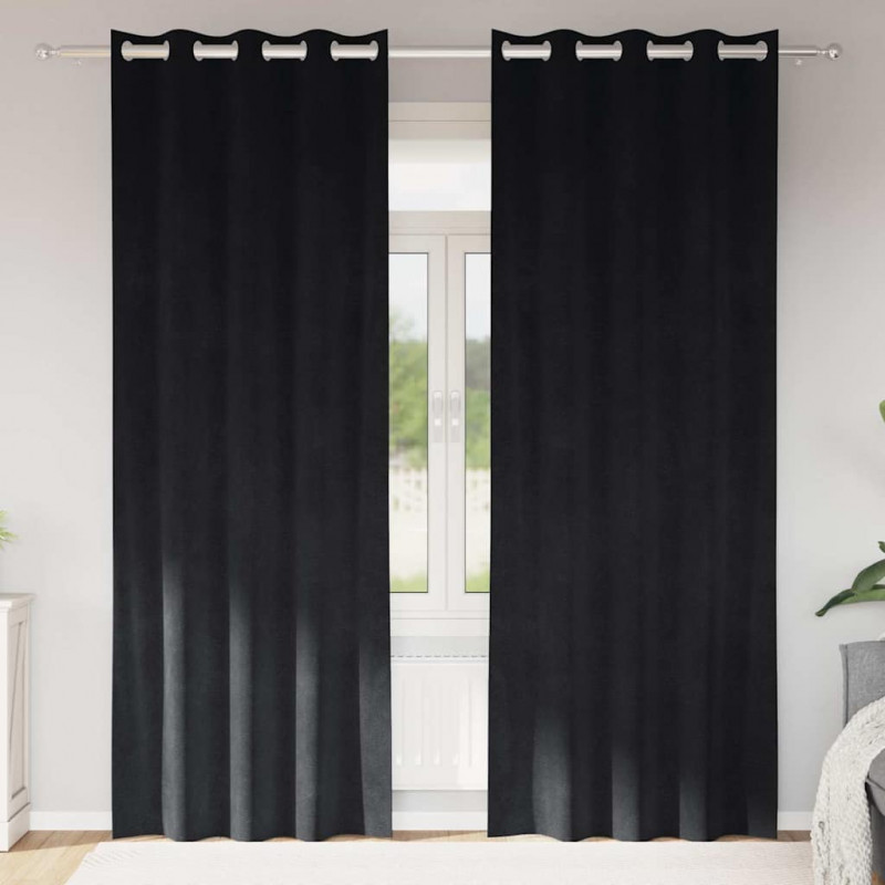 Zasłony zaciemniające 2 pcs Czarny 140 x 245 cm Aksamit