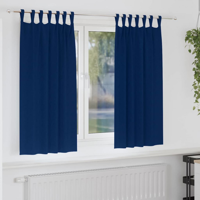 Firany blackout z kółkami 2 pcs Ciemnoniebieski 175 x 140 cm
