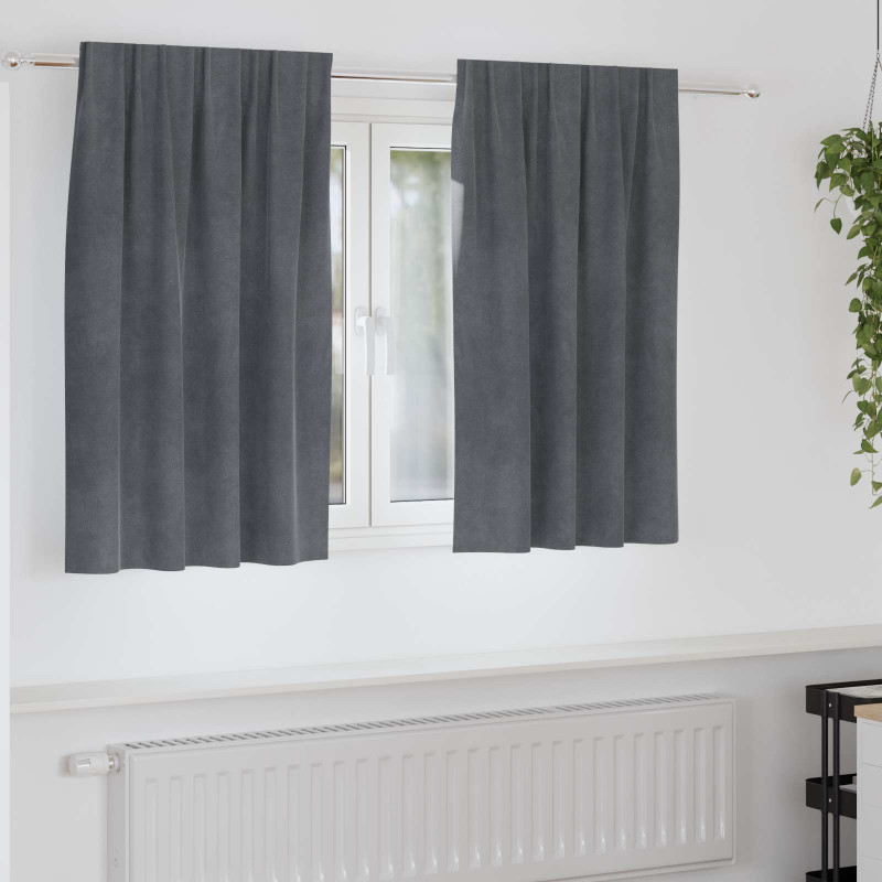 Zasłony zaciemniające 2 pcs Jasnoszary 140 x 140 cm Aksamit