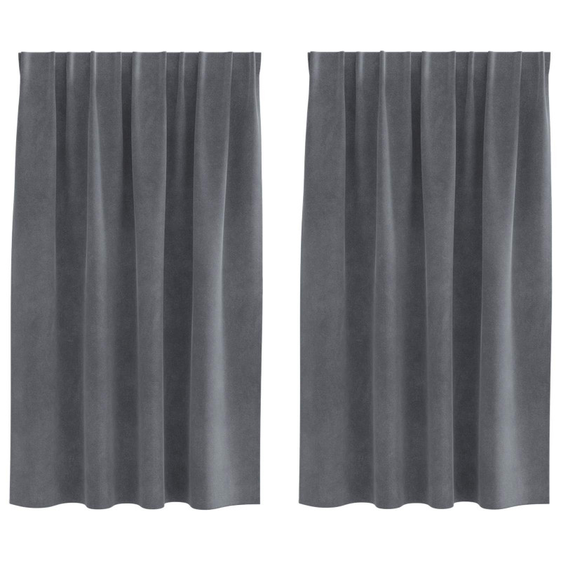 Zasłony zaciemniające 2 pcs Jasnoszary 140 x 140 cm Aksamit