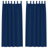 Firany blackout z kółkami 2 pcs Ciemnoniebieski 225 x 140 cm