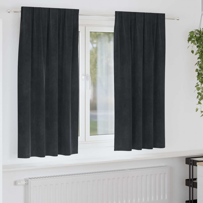 Zasłony zaciemniające 2 pcs Czarny 140 x 175 cm Aksamit