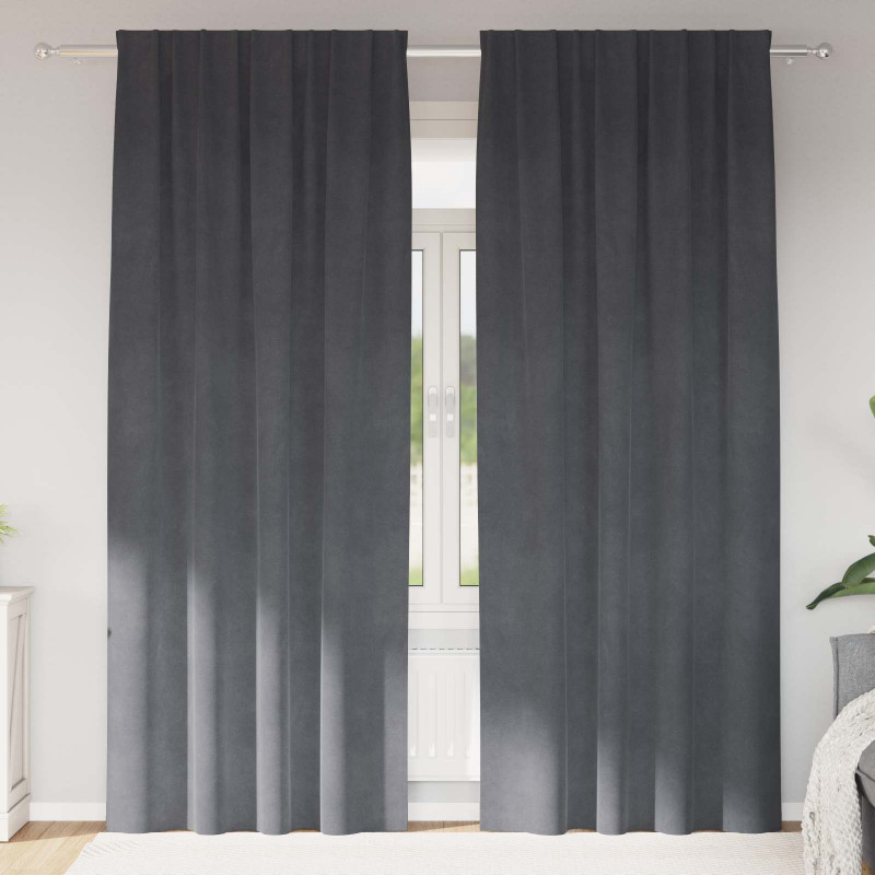 Zasłony zaciemniające 2 pcs Jasnoszary 140 x 225 cm Aksamit