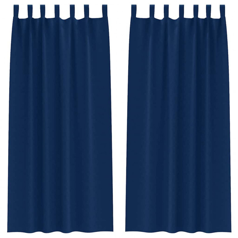 Firany blackout z kółkami 2 pcs Ciemnoniebieski 260 x 140 cm