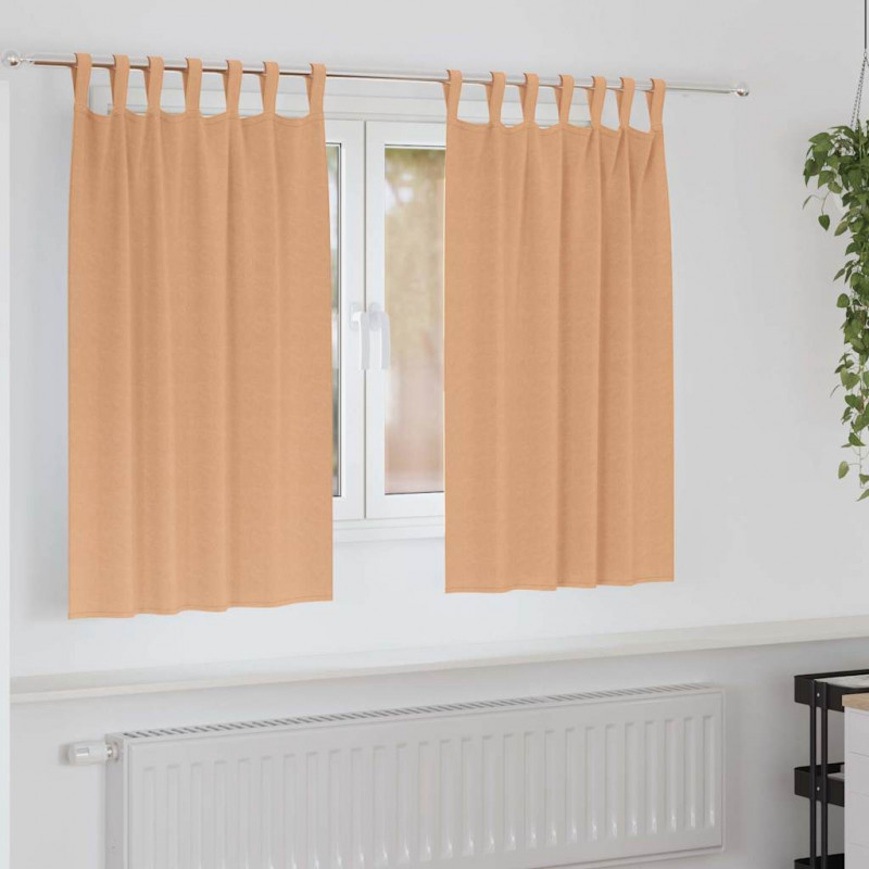 Firany blackout z kółkami 2 pcs Jasny Brąz 140 x 140 cm