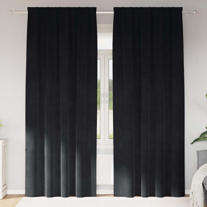 Zasłony zaciemniające 2 pcs Czarny 140 x 260 cm Aksamit