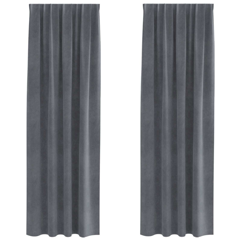 Zasłony zaciemniające 2 pcs Jasnoszary 140 x 260 cm Aksamit
