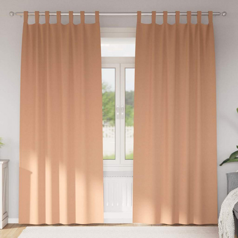 Firany blackout z kółkami 2 pcs Jasny Brąz 245 x 140 cm