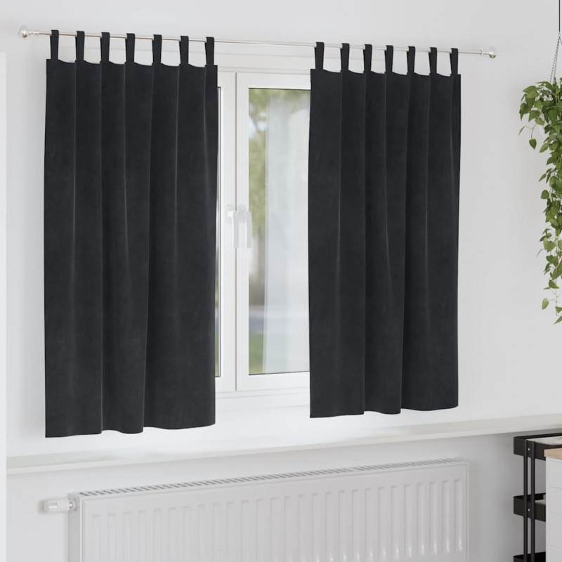 Zasłony zaciemniające 2 pcs Czarny 140 x 175 cm Aksamit