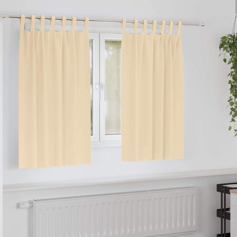 Firany blackout z kółkami 2 pcs Kremowy 140 x 140 cm Poliester