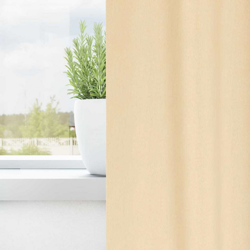 Firany blackout z kółkami 2 pcs Kremowy 140 x 140 cm Poliester