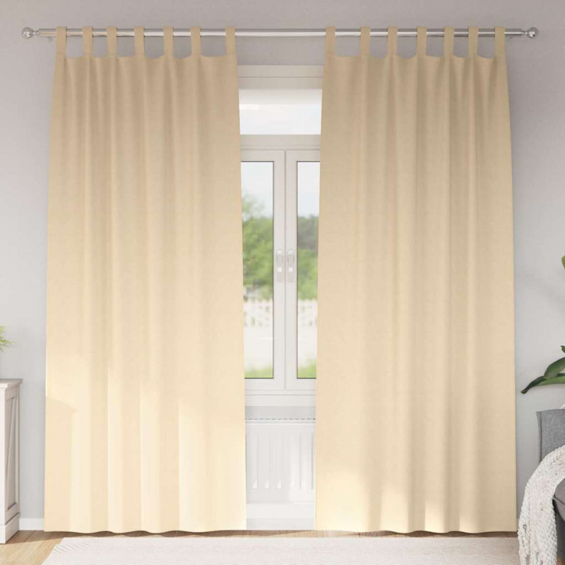 Firany blackout z kółkami 2 pcs Kremowy 245 x 140 cm Poliester
