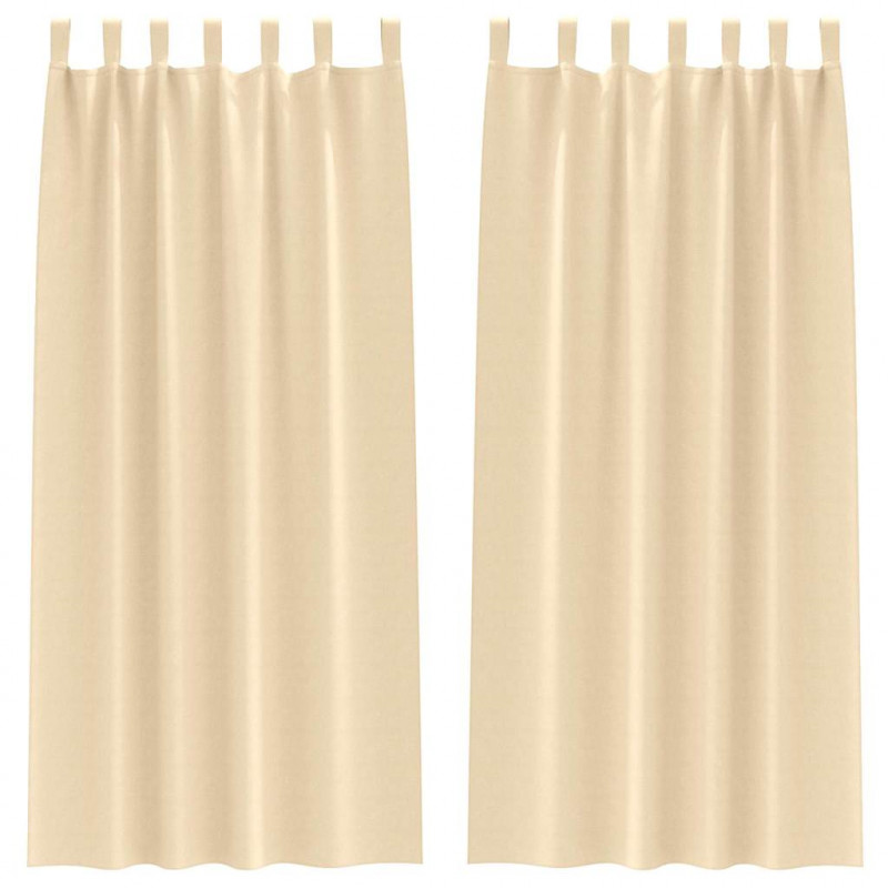 Firany blackout z kółkami 2 pcs Kremowy 245 x 140 cm Poliester