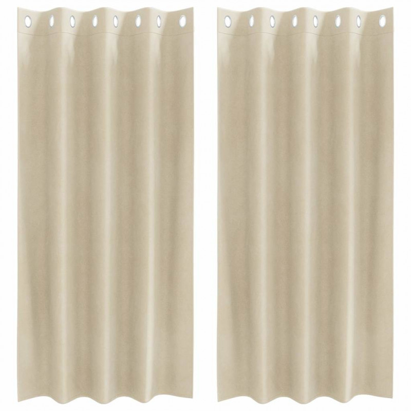 Zasłony zaciemniające 2 pcs Kremowy 140 x 175 cm Aksamit
