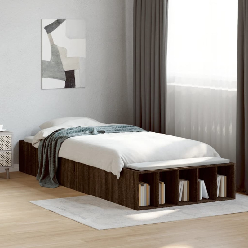 Rama łóżka, brązowy dąb, 100x200 cm, materiał drewnopochodny