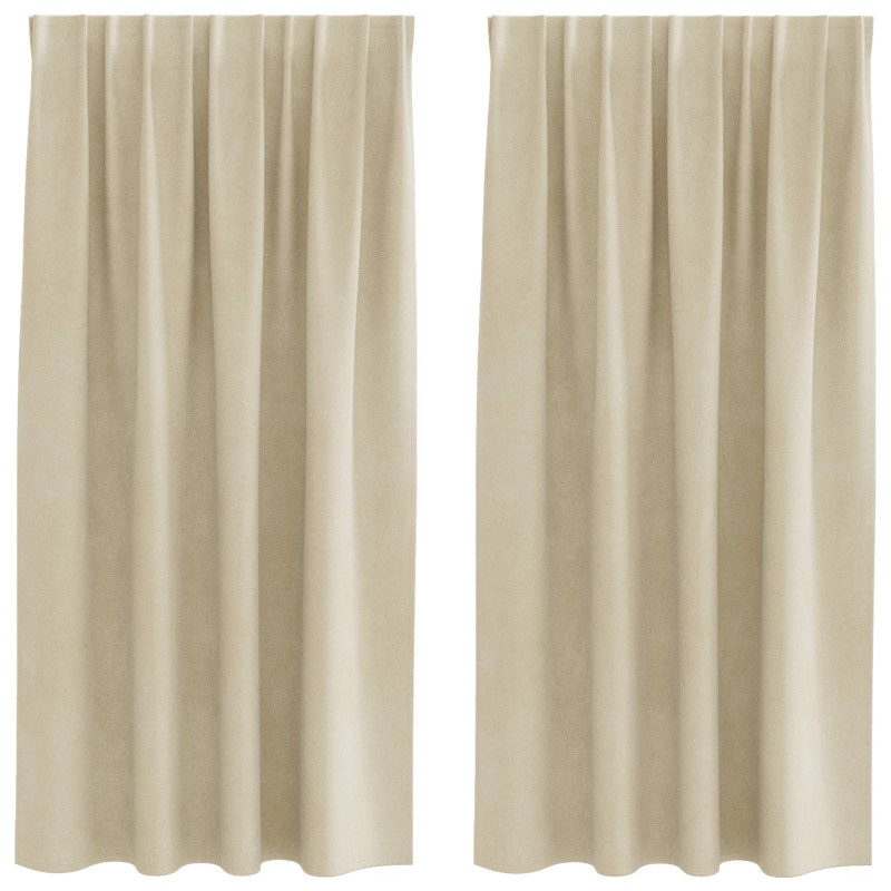 Zasłony zaciemniające 2 pcs Kremowy 140 x 175 cm Aksamit