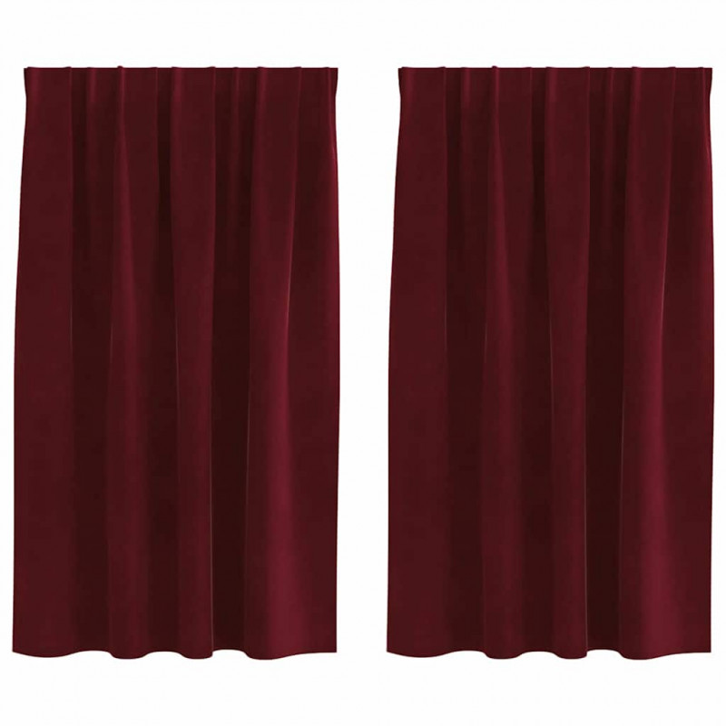Zasłony zaciemniające 2 pcs Czerwone wino 140 x 140 cm Aksamit