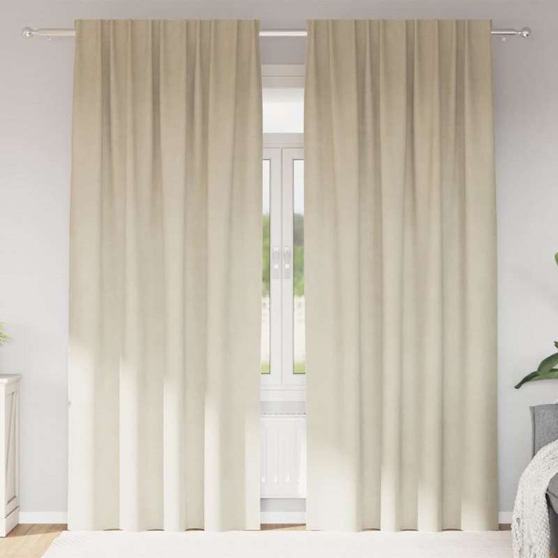 Zasłony zaciemniające 2 pcs Kremowy 140 x 225 cm Aksamit