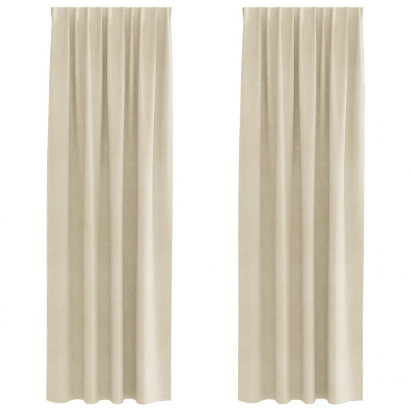 Zasłony zaciemniające 2 pcs Kremowy 140 x 225 cm Aksamit
