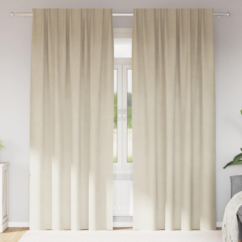 Zasłony zaciemniające 2 pcs Kremowy 140 x 260 cm Aksamit