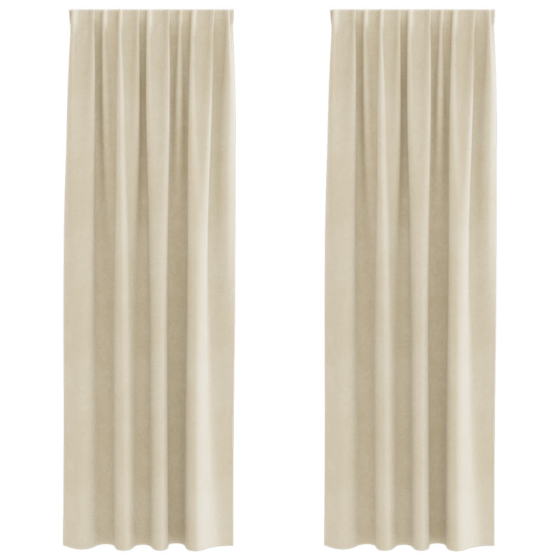 Zasłony zaciemniające 2 pcs Kremowy 140 x 260 cm Aksamit